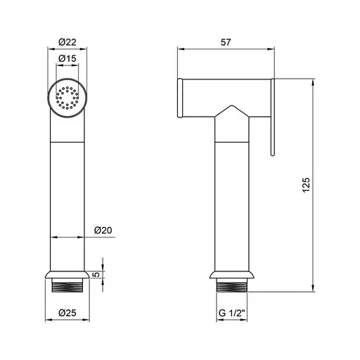 Лейка для гігієнічного душу Lidz (CRM)-51 09 000 00, Хром - фото 2