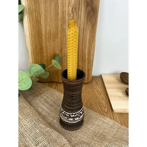 Свічник керамічний (глиняний) різьблений Ангоб - фото 2