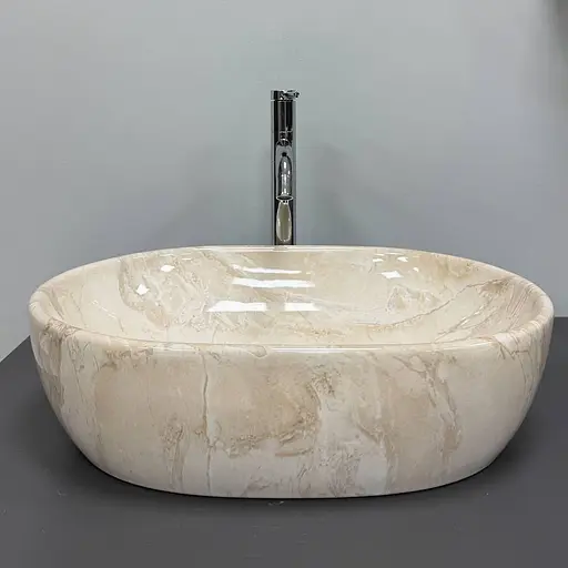 Умивальник VBI Modena S beige stone glossy накладний VBI-012007, Мармур - фото 5