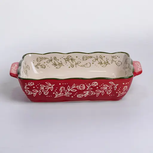 Форма для выпечки Vintage 23×14×5 (см) прямоугольная форма для выпечки в духовке с ручками Красный Yiwu HM05-09 - фото 2