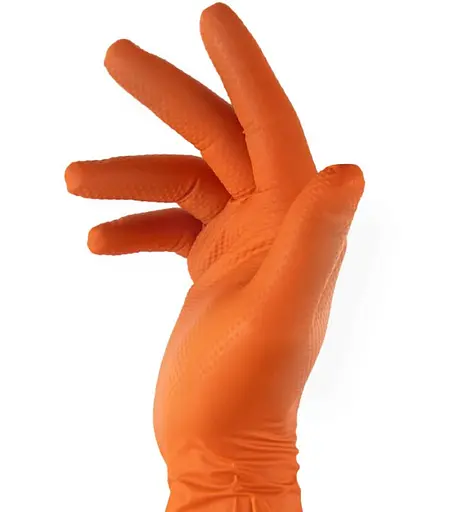 Нитриловые защитные перчатки Bradas DIAMOND размер L 8-9 оранжевые (RWJNDOR9) - фото 1