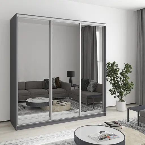 Шкаф-купе трехдверный MebelStar Комбо AL 3 Зеркала 200x60x240 см Антрацит (MBS-1779)