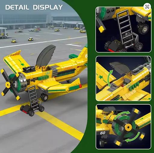 Конструктор літак Mould King  Brazilian Propeller Racing Aircraft бразильський пропелерний гоночний авіація 562 деталі - фото 3