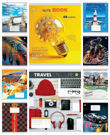 Зошити учнівські 48 аркушів лінія Тверда ТЕ42502 МІКС 3, 10 шт. в упаковці,