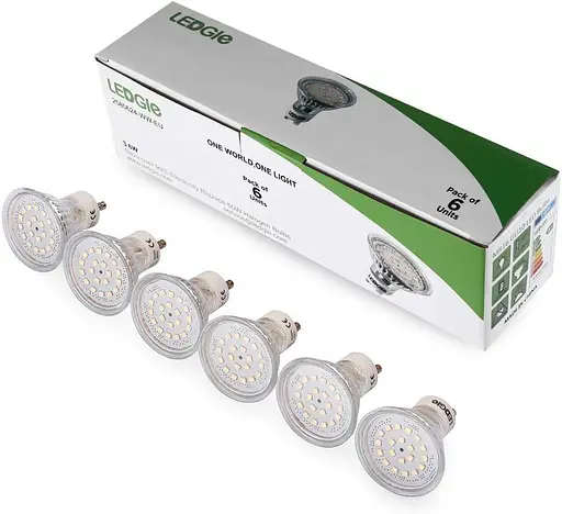 LED лампочка LEDGLE GU10 6.5w теплий білий 3000 K кут променя 120° - фото 5