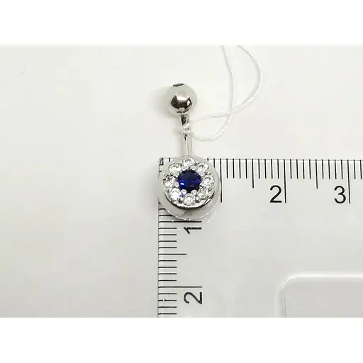 Срібна сережка для пірсингу пупка Silvex 925 з фіанітами. ПР2ФС/019 - фото 3