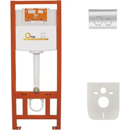 Набір інсталяція 4 в 1 Q-tap Nest ST з круглою панеллю змиву QT0133M425M11112CRM - фото 1