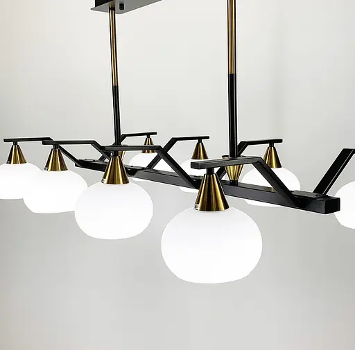 Витончена люстра в чорному корпусі з білими плафонами Line.F Кількість ламп 6 - фото 7