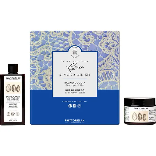 Подарочный набор для тела Phytorelax Almond: гель для душа увлажняющий и смягчающий 250 мл + увлажняющее крем-масло для тела 250 мл