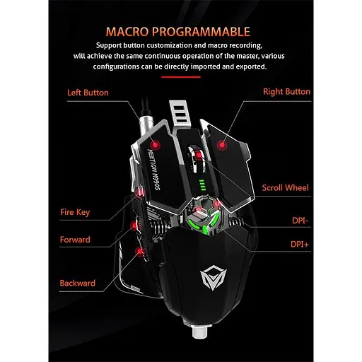 Миша MeeTion Backlit Gaming Mechanical Mouse RGB MT-M990S - фото 3