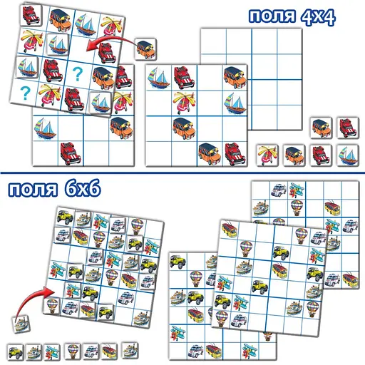Детская развивающая игра "Логические ряды. Транспорт. Судоку" 82722 от 3х лет - фото 3