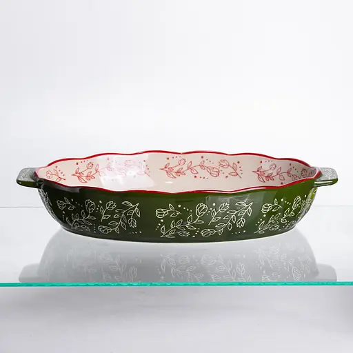 Форма для запекания Vintage 35×22×5 (см) овальная форма для выпекания в духовке с ручками Зеленый Yiwu HM05-03 - фото 4