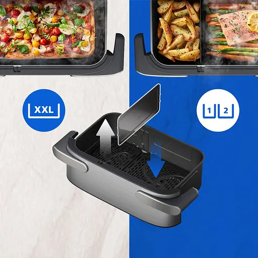 Аерогриль Philips Ovi Dual SteamFry сірий 2750 Вт (NA565/02) - фото 5