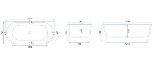 Ванна акриловая пристенная Rea Veneta 170x80 whte REA-W0254 Белый - фото 5
