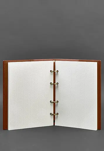 Шкіряний блокнот на кільцях (софт-бук) 9.0 з твердою коричневою обкладинкою - фото 4