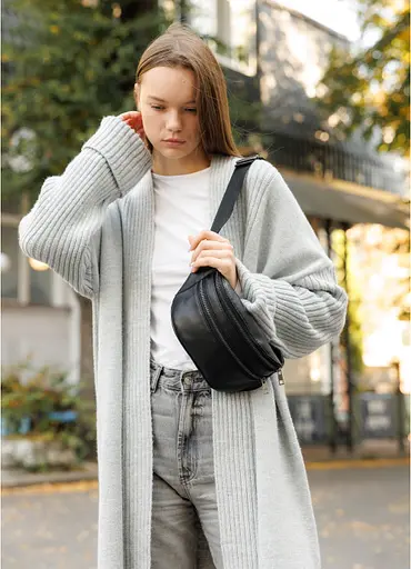 Сумка женская на пояс кожаная бананка Sambag 31х12х5 см 000305464 - фото 4