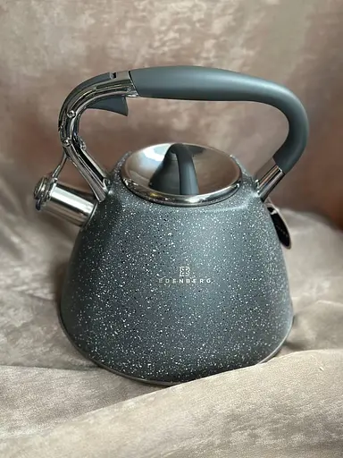 Металевий чайник Edenberg EB-1981 із свистком 3 л Сірий - фото 2