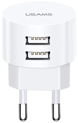 Зарядний набір Usams T20 2 виходи кутових USB (блок адаптер + кабель) білий - фото 4