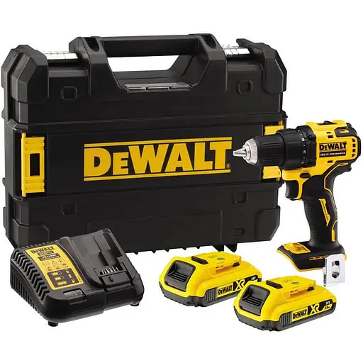 Дрель-шуруповерт бесщеточный DeWalt XR Li-Ion 18В акб 2х2 А/ч 65 Нм 450-1650 об/мин