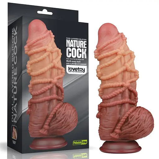 Фалоімітатор Dual-Layered 9.5'' Silicone Nature Cock 24 см коричневий - фото 13