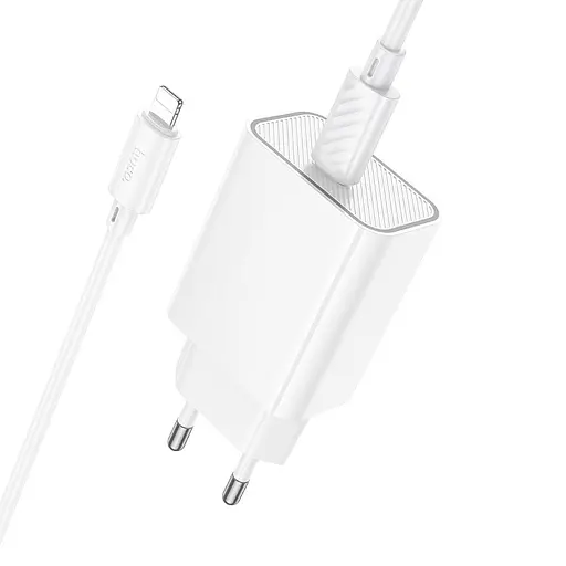 МЗП Hoco C143A Benefit PD20W (1USB-C) + кабель Type-C to Lightning White - фото 5
