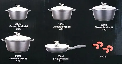 Набір каструль з кришками та сковородою Benson BN-329, 10 предметів - фото 2