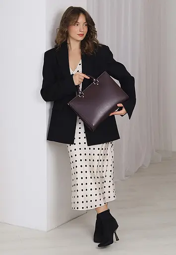 Жіноча шкіряна сумка Fancy A4 бордова - фото 6