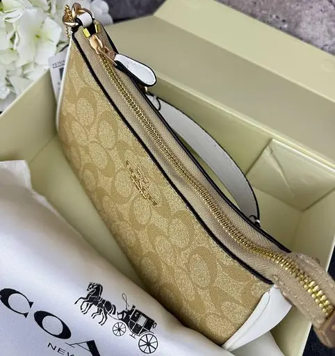 Сумка жіноча з двома ручками (Бежевий з білим) - фото 7