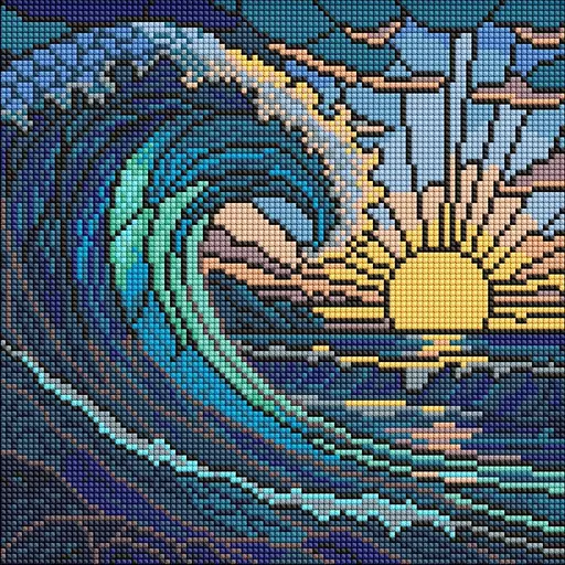 Алмазная мозаика Витраж. Волна AMO8320, 30х30 см