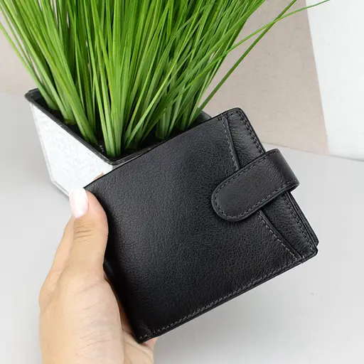 Кошелек мужской кожаный Ricco Grande 203 черный на кнопке - фото 8