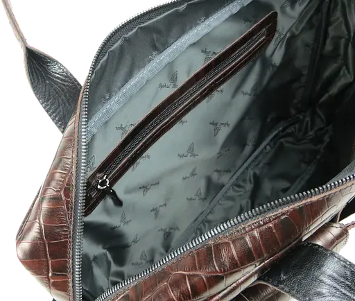 Мужская кожаная сумка Mykhail Ikhtyar под крокодила коричневая sum0028878 - фото 7