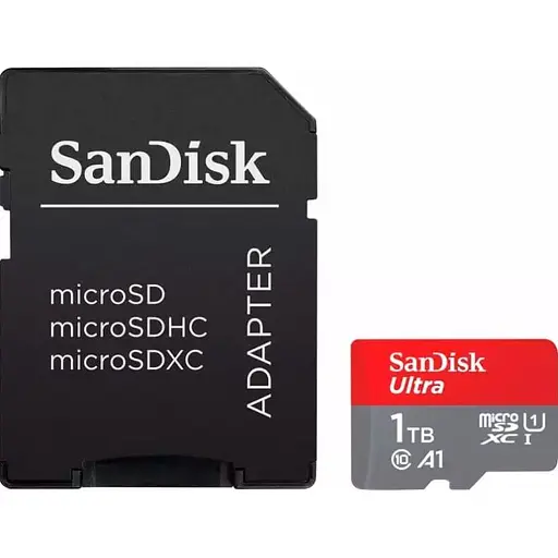 Карта пам'яті SanDisk Ultra microSDXC 1TB + SD Adapter 150MB/s A1 Class 10 UHS-I, EAN: 619659200589 - фото 1