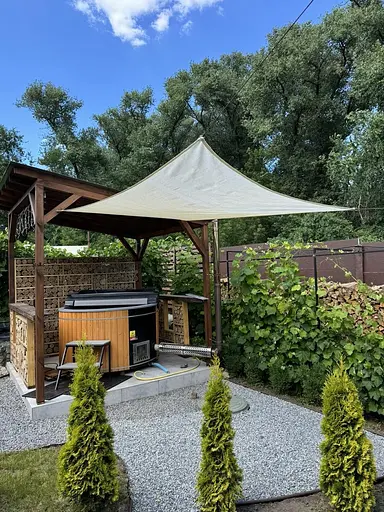 Тент навіс затінюючий прямокутний 4х5м сітка (Молочний) - фото 9