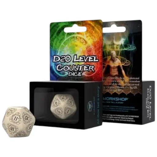 Настільна гра Q-Workshop Кубик D20 Level Counter Beige & black Die , 1 шт. (20LEV05)