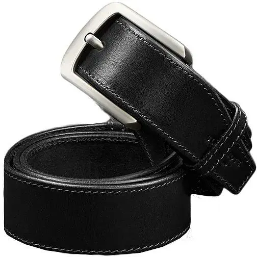 Кожаный ремень BlankNot 40 мм черный с серой нитью - фото 1