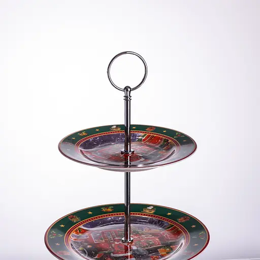 Фруктівниця на 3 яруси Santa новорічна фуршетна стійка для закусок цукерковий посуд Yiwu HP-SDHK-9 - фото 11