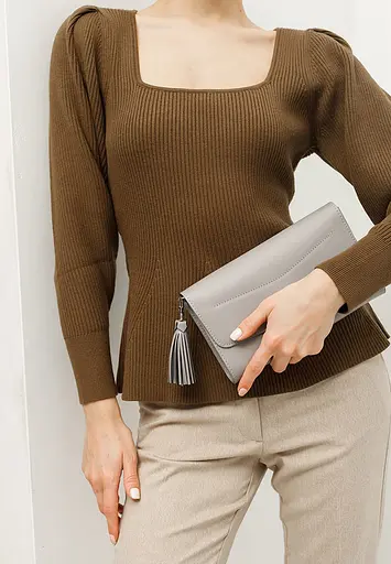 Шкіряна жіноча сумка Еліс сіра - фото 10