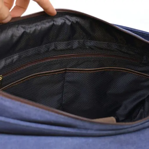 Сумка мужская через плечо канвас + кожа TARWA 37х31х12 см sum0028349 - фото 6