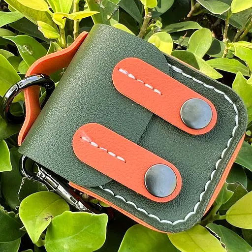 Шкіряний футляр Briefcase для навушників AirPods 1/2 Green / Orange - фото 3