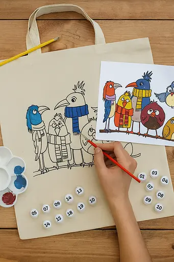 Набір екосумка-розмальовка „Funny Birds“ бавовна 220 г/м2 38х42см ROSA Talent [CD]