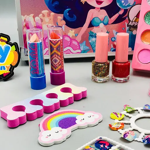 Косметика в металевому кейсі дитяча для макіяжу русалки 48 шт Розовий - фото 7