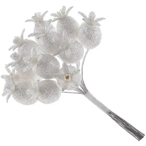 Декоративная искусственная ветка с глитером Белый 15 см - фото 1