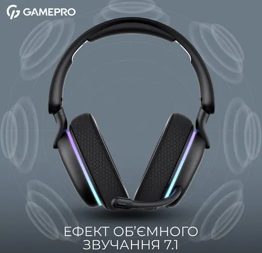 Ігрові бездротові навушники GamePro HSW-250 7.1 Bragi Asgard RGB Tri-Mod Black - фото 14