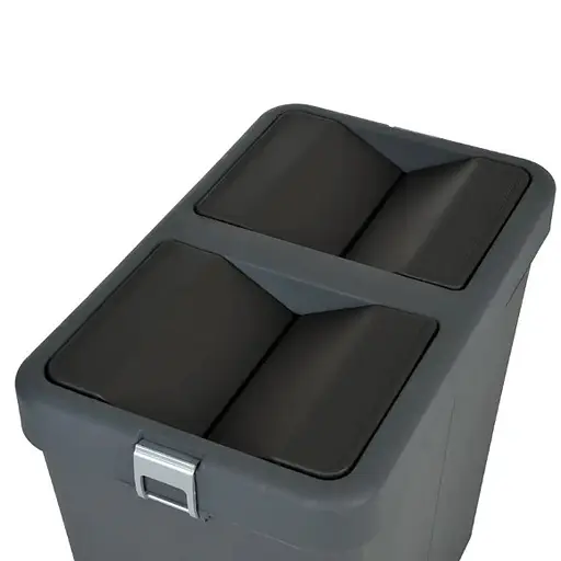 Мусорное ведро Motek двойное 40 л +40 л с поворотной крышкой 55х35.5х59 см Антрацит (COB-414)  - фото 3