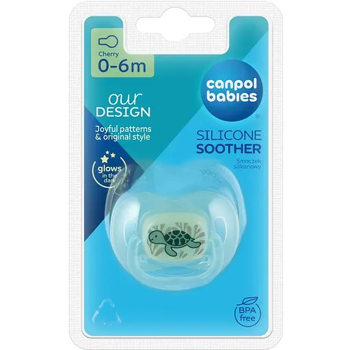 Пустышка силиконовая круглая Canpol babies Love&Sea 0-6 месяцев голубая (34/900_blu) - фото 3