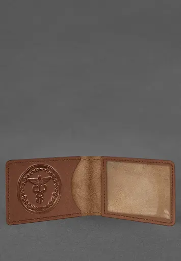 Кожаная обложка на удостоверение Государственной налоговой службы светло-коричневая Crazy Horse - фото 3