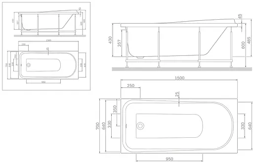 Ванна акрилова AM.PM Like A0 150х70 (W80A-150-070W-A) - фото 9