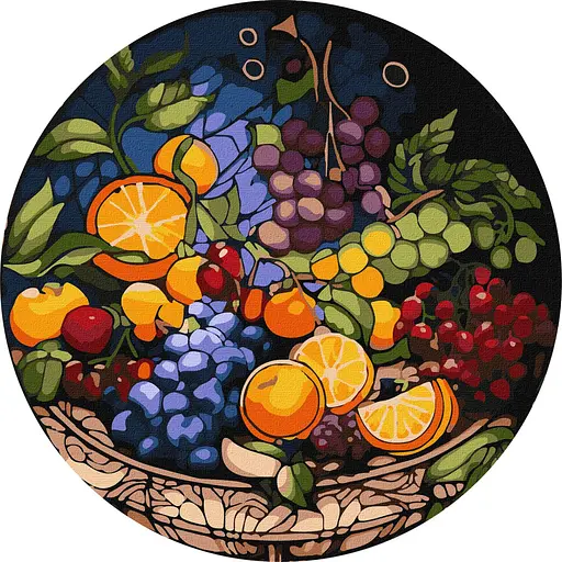 Картина за номерами "Апетитна композиція" ©art_selena_ua KHO-R1014 діаметр 39 см Ideyka