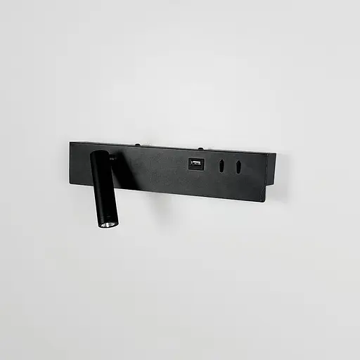 Чорное бра с поворотным спотом слева | разъем USB Line F Арт. WJ028/2R BK (правий) | USB-A - фото 2