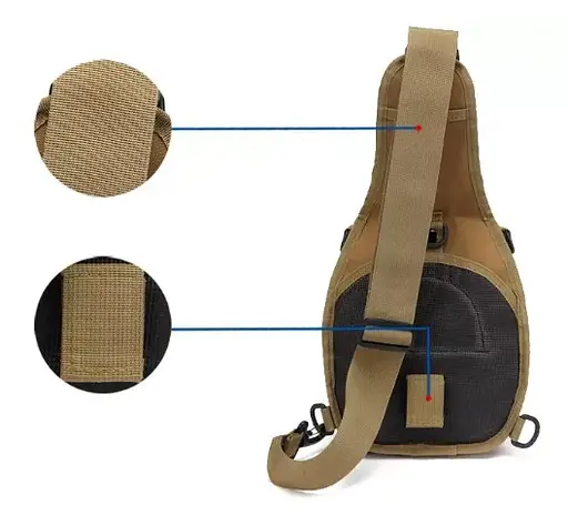 Тактическая армейская сумка через плечо Хаки - фото 3